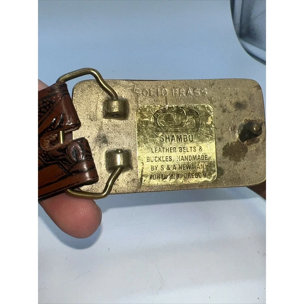 Shambu‎ Mexico Eagle Leather Belt And Brass Buckle 35